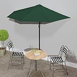 LAPOOH Balkon-Sonnenschirm, Sonnenschutz Garten, Sonnenschirm Terrasse, Balkonsonnenschirme, Balkon Sonnenschutz, Balkon Sichtschutz Uv-Schutz, mit Alu-Mast Grün 270×135 cm Halbrund