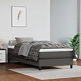Tidyard Boxspringbett Bettrahmen Jugendbett mit Lattenrost Bett mit Kopfteil Gästebett Polsterbett Schlafzimmerbett Designerbett Doppelbett/Einzelbett Hotelbett Grau 80x200 cm Kunstleder