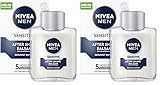 NIVEA MEN Sensitive After Shave Balsam, Gesichtspflege nach der Rasur für empfindliche Männerhaut, beruhigende Rasur-Pflege zur Linderung von Hautirritationen (100 ml) (Packung mit 2)