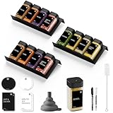 Miorkly Gewürzgläser Eckig Drehdeckel mit Gewürzregal - 12 Gewürzdosen mit Etiketten (120ml) & 3pcs Metall-Gewürz Organizer - Perfekt organisiert für jede Küchenschublade