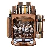 Hap Tim Picknickrucksack 4 Personen Picknickset mit isolierter auslaufsicherer Kühlertasche, Weinhalter, Fleece-Decke, Besteckset,Camping, Familien- und Liebhaber Geschenke (EU-36079)
