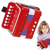 Kinder Akkordeons Spielzeug - Musikinstrument zum frühen Lernen | Tragbares ABS -Build mit 7 Keys & Leichtgewichten Design für Anfänger, oder Mädchen Alter 3+, Schule und Heimspiel, 18x17x10 cm