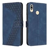 YIRRANZD Handyhülle für Huawei P Smart 2019 Hülle, PU Leder Klapphülle Kartenfach Ständer Magnetisch, Flip Case Cover Handytasche Stoßfeste Schutzhülle für Huawei P Smart 2019 (Blau)