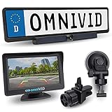 omniVID® Solar4 Premium Solar Rückfahrkamera-System, Kabellos mit 4,3 Zoll Monitor u. solarbetriebender Kamera zum Nachrüsten, Montage ohne Bohren, IP67 wasserdicht, Funk Einparkhilfe hinten o. vorne