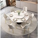 YUCCIS Esszimmerstühle Set mit 6 Küchenstühlen mit PU-Kissen Sitzrücken, moderne Wohnzimmer-Beistellstühle aus der Mitte des Jahrhunderts mit Metallbeinen (Farbe: Weißgrau, Größe: Goldene Füße)