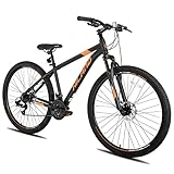 Hiland 29 Zoll Mountainbike mit Mehrspeichenräder, 431MM Aluminiumrahmen 21 Gang Schaltung MTB Hardtail Fahrrad, Scheibenbremse Federgabel Mountainbike für Herren Damen Schwarz