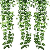 KASZOO 6 Stück Efeu Künstlich, Efeu Girlande 42Ft Fake Efeu für Büro, Küche, Garten, Party Wanddekoration, 253-6tiaoshuye