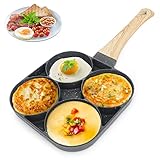 RANJIMA Pfannkuchenpfanne,Spiegeleipfanne, Frühstück Pancake Pfanne mit Isoliertem Holzgriff für Antihaft Spiegelei Pfanne Küchenutensilien für Burger,Crepepfanne, Augenpfanne für Alle Herdarten