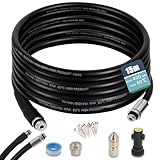 Rohrreinigungsschlauch 15m, Rohrreinigungs Set Kompatibel mit Kärhcer K2, K3, K4, K5, K6, K7, Hochdruckreiniger 400Bar 60°C für Verstopfung und Reinigung des Abflusses