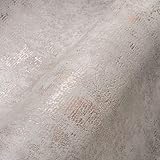 A.S. Création Strukturtapete Metallic Effekt Grau Braun THE BOS 388328 Vliestapete mit Glanzeffekt 10,05 m x 0,53 m Made in Germany