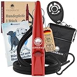 Weidebach® verbesserte Hundepfeife 2.0 mit stabilerem & lauterem Ton, inkl. Clicker, Leckerlibeutel und E-Book für Training mit Hund, genormt, Qualitäts-Band & -Mundstück, gelungenes Rückruftraining