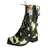 NJGRAE Damen Schnürstiefeletten Rutschfeste Outdoor Halblange Stiefel Mode-Stiefel Frauen Herbst Winter Mode Neue Ankunft Midheel Chunky Sole Schnürstiefeletten (ac4-Green, 39)