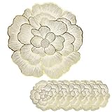 Tischsets 6er Set Platzsets Rund Gold Hitzebeständige, Runde Goldene Tischsets, Tischset Gold Rund, Platzsets Gold Abwaschbar Rund, Tischset Rund Gold, für Party Hochzeit Restaurant Hotel