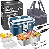 Anykuu 100W Elektrische Lunchbox 1,8L 3-in-1 12V/24V/220V Beheizte Lunchbox Tragbare für Auto/LKW/Büro/Haus Elektrische Essensbox mit Gabel & Löffel