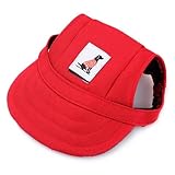 LATRAT Hunde Baseballmütze, Basecap Verstellbar Sonnenschutz Hut Hundecap mit Ohrlöchern Sommer Schattierungshut Outdoor (Rot, M)