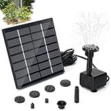 Sprifityy Teichpumpe solar 1.5W,Solar Springbrunnen,Upgrade Solarpumpe mit 3m Kabel,Solar Wasserpumpe mit 6 Fontänenstile,Schwimmende Fontäne für Vogel-Bad,Teich,Wasserspiele,Fisch-Behälter,Garten