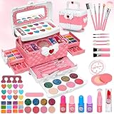 Kinderschminke Set Schminkkoffer Mädchen - 55Pcs Waschbar Schminke Kinder Make Up Set, Kinder Schminkset Mädchen Spielzeug Halloween Weihnachts Geburtstags Geschenke für Mädchen 3 4 5 6 7 8 9 10 Jahre