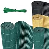 HENGMEI PVC Sichtschutzmatte Sichtschutzzaun - Zaun Sichtschutz Windschutz Blickdicht fur Garten, Balkon und Terrasse (300x160cm, Grün)