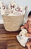 Weihnachtssack mit Name, Nikolaussack Weihnachtsmann Sack Santa Sack Geschenkesack Weihnachtsmannsack für Geschenke Rot und Weiss (25 x 32 cm)