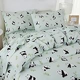 Brandream Doppel-Bettbezug für Kinder, 100 % Musselin-Baumwolle, Panda-Grün, für Mädchen und Jungen, niedliches Bettwäsche-Set, 2-teilig, ultraweich, atmungsaktiv, für Kleinkinder, Teenager, Kinder,