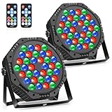 LED Par Strahler Bühnenlicht Partylicht RGB Discolicht Scheinwerfer Beleuchtung Moving Head für Stage DJ Party Show Halloween Weihnachten, 2er Set