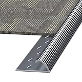 2 Stück 100 cm Aluminium Teppichkantenleiste mit Widerhaken, 3,5 cm Breiter Laminat Übergangsstreifen für Abdeckungshöhe von Bis zu 8 mm(Gray)