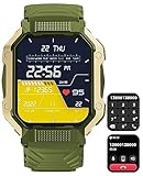 findtime Militär-Smartwatch, Anrufe tätigen/empfangen, 24/7, Herzfrequenz, Blutsauerstoff-Monitor, 4,6 cm (1,8 Zoll), HD-Bildschirm, Smartwatch, kompatibel mit iPhone, Android-Handys, taktischer