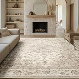 Vintage Beige Waschbarer Teppich Wohnzimmer 200x300cm Retro Rugs for Living Room Weich rutschfest Groß Tepich Kurzflor Schlafzimmer Carpet Living Room Bedroom Esszimmer Teppiche Büro