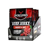 Jack Link's Beef Jerky Sweet & Hot - 12er Pack (12 x 70g) - Hochwertiger Fleischsnack - Saftig Süß und Scharf Gewürzt - High Protein-Snack - Ideal für Unterwegs, im Büro oder beim Sport