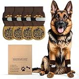 Alishomtll 2 Paar Doppelseitige Anti-Rutsch Hundesocken, Weiche Pfotenschutz Hunde mit Verstellbaren Riemen Klettverschluss, Hundeschuhe Socken für Innenbereich auf Hartholzböden (Braun, XL)