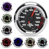 12V Öltemperaturanzeige,Öltemperaturanzeige 52mm/2.0in 40-140℃ Display 7 Farben Hintergrundbeleuchtung Schwarzes Zifferblatt für 12V Autos