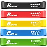 Panathletic Fitnessbänder, 5er Set – 5 Verschiedene Stärken, Übungsanleitung, eBook auf Deutsch, Tragebeutel – 5X Fitnessband, Gymnastikband, Widerstandsband