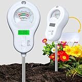 Generisch 6-in-1 Bodentest, Feuchtigkeitsmesser/PH-Meter/Fruchtbarkeit/Sonnenlichtintensität+um 90° Drehbares Display LCD Luftfeuchtigkeitsmesser/Temperatur, Für Pflanzen Garten Rasen Bauernhof