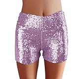 Pailletten Hose Damen Glitzer Shorts Kurze Glänzend Sexy Pailettenhose Silvester Outfit Party Hohe Taille Outfits Kostüm Festival Hotpants Freizeitshort