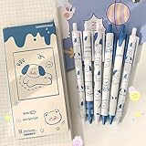 skyrabbiter Gelroller 6er Set, Gelroller Set, 0,7 mm Kugel, Niedliche Hunde- und Bären-Kugelschreiber, einziehbare Tintenroller für Studenten Geschenk, Schul Bürobedarf (A)