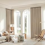 Wycian Vorhänge Schlafzimmer Ösen Gardinen Milchteefarbe 2 Er Polyester Volltonfarbe H160 X B137Cm