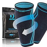 AGILE NOW® Wadenbandage 2er Set stabilisiert & entlastet die Waden bei jeder Bewegung – Kompressionsstrümpfe für Damen & Herren – rutschfeste & atmungsaktive Kompressionsbandagen (XL | Blau)