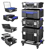 5-Lagiger Werkzeugkoffer mit Rollen,Modularer,Stapelbarer Werkzeugkoffer Leer,Tragbarer Werkzeugkiste mit Schublade,Robust und Langlebig,der Garage,Hausreparaturen und Professionelle Einsätze