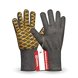 Gebol Grill Master (1 Paar) - Aramid-Faser Grillhandschuhe, hitzebeständig bis 250°C, feuerfeste Kaminhandschuhe mit Silikonbeschichtung & Unterarmschutz