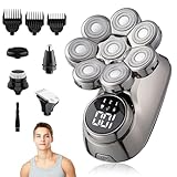 Anluomania Glatzen Rasierer Herren Elektrisch, 5 in 1 Wasserdichter Kopfrasierer Glatze, 8D Flexibler Glatzenrasierer, Nass- und Trockenrasierer, Elektrorasierer Herren, Trimmer Pflege Kit/LED Anzeige