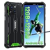 OUKITEL WP32 (2025) Outdoor Handy Android 15-12GB+128GB Outdoor Smartphone Ohne Vertrag 6300mAh, 6.0 Zoll 20MP+5MP Kamera Baustellen Handy Dual SIM, IP68/NFC/OTG/GPS/Face ID - Grün