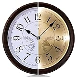 OCEST 35.6cm Leuchtende Gartenuhr Outdoor Uhren, groß wanduhr, wasserdicht, Thermometer & Hygrometer, für den Innen- und Außenbereich, batteriebetrieben, 14 Zoll