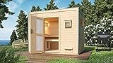 FinnTherm Saunahaus Chill aus Holz Gartensauna mit 38 mm Wandstärke Sauna Außensauna Flachdach