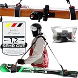 BerryKing ®EasySki Ski Tragegurt mit Verschlussband & Tasche Skirucksack Skitasche Einstellbar Verstellbar Schultergurt Träger Klettverschluss Zubehör Wintersport Winterurlaub für Erwachsene & Kinder