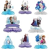 SHAMO 8Stk Violett Eiskönigin Party Waben Mittelstücke für Tischdekoration, Hübsch Partyzubehör ELSA und Anna Mittelstücke Tischaufsätze für Kinder Mädchen Frozen-Thema Geburtstag Party Dekoration