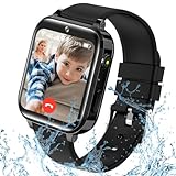 clleylise Kinder Smartwatch, Smartwatch Kinder mit GPS und Telefon Voice Chat, SOS IP68 Wasserdicht Spiel Kamera Wecker Touchscreen, Smart Watch für Jungen Mädchen 4-16 Jahre (Schwarz-4G)