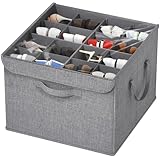 Lifewit Schuh Organizer 1er Set für 16 Paar, Großer Schuhkarton für den Kleiderschrank mit Unterteilungen und Deckel, Platzsparende Schuhaufbewahrung mit Griffen für Wohnzimmer, Schlafzimmer, Grau