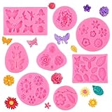 RISF 8 Stück Silikonform Blumen, 3D Silikonformen Blumen, Mini Silikonform Fondant, Silikonformen Backen, Silikonform Rose Herstellung für Pralinen, Fudge, Kuchen, Kekse und Handgemachte Seifen