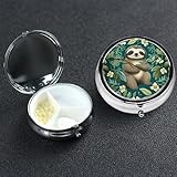 Pillendose, klein, Medizin-Organizer mit 3 Fächern, bezauberndes Faultier-Pillendose, für Tasche oder Geldbörse, Mini-Metall-Pillenhalter, tragbarer Reise-Pillenbehälter für Nahrungsergänzungsmittel