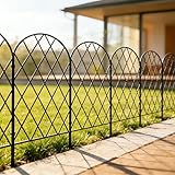 Thealyn Dekorativer Gartenzaun aus Metall, 61cm H x 33cm B 10 P, Steckzaun ohne Graben, Mobiler Zaun für Hunde, Camping & Teich, 10 Paneele (3,3 m Gesamtlänge)
